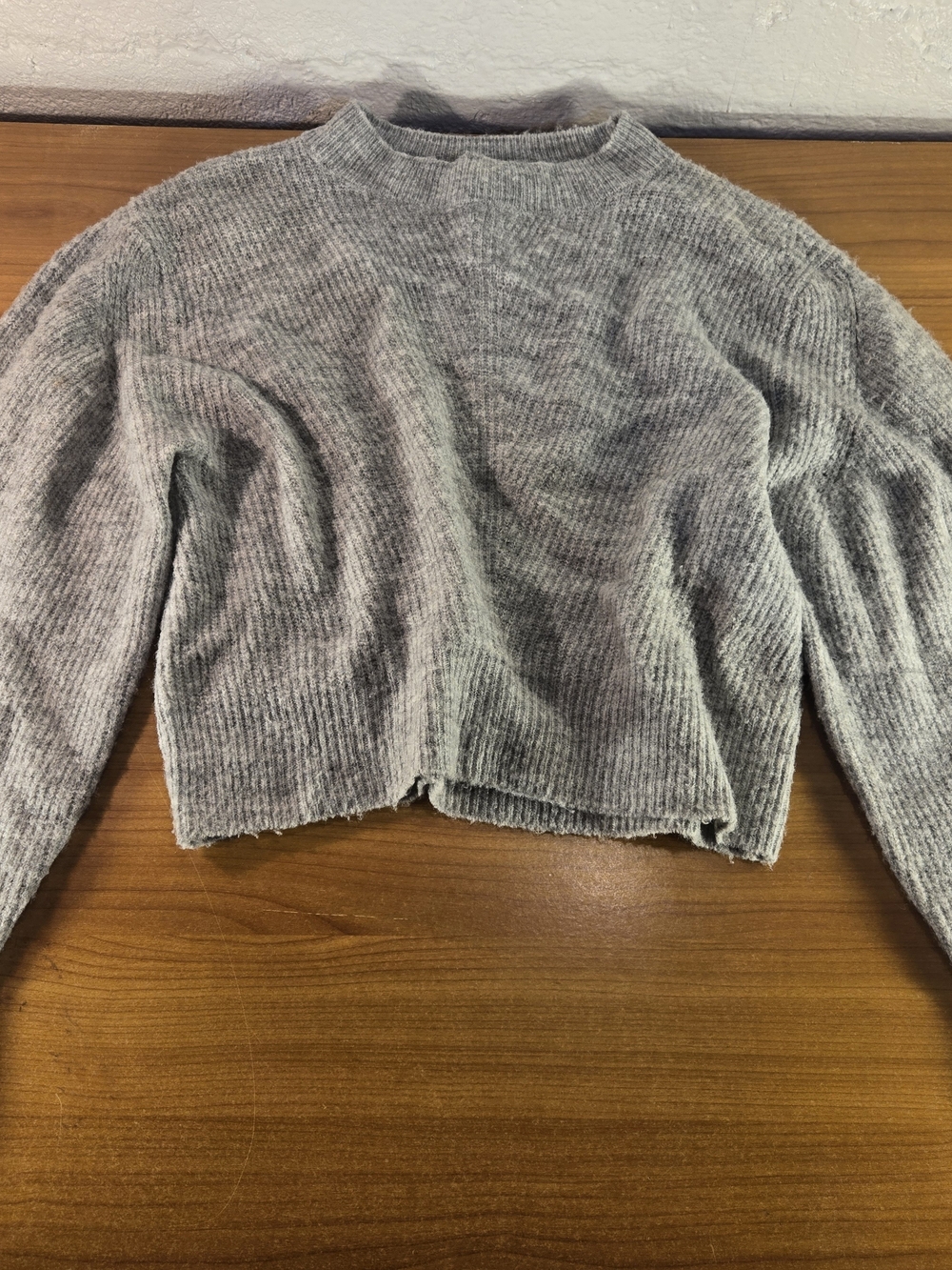 Topshop Sweater Womens Size 4 Gray Cropped Cable Knit Long Sleeve